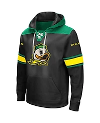 Men's Colosseum Black Oregon Ducks 2.0 Lace-Up Logo Pullover Hoodie
