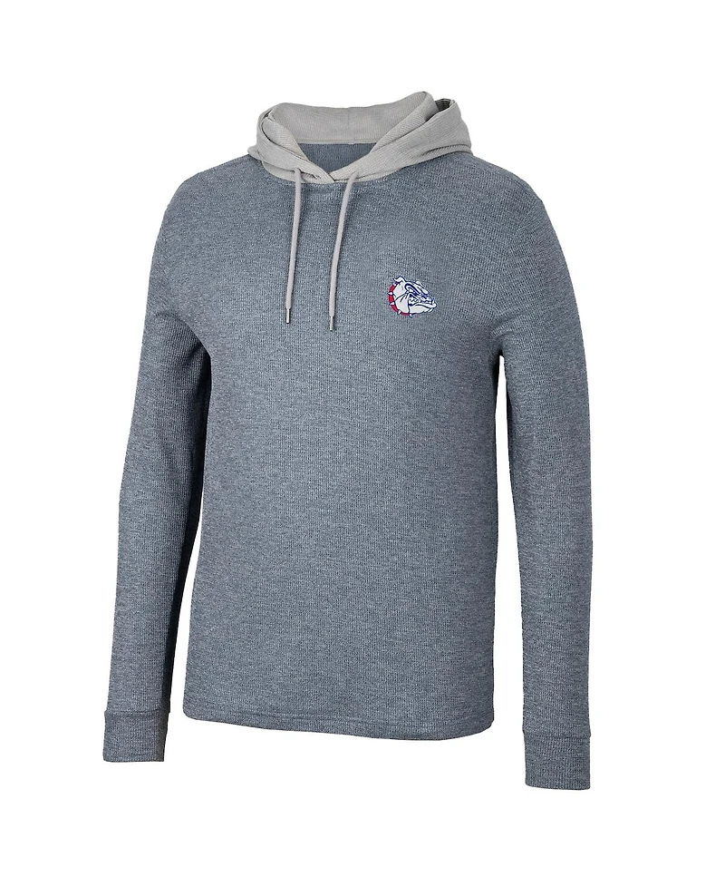 Men's Colosseum Navy Gonzaga Bulldogs Ballot Waffle-Knit Thermal Long Sleeve Hoodie T-shirt