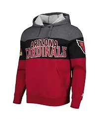 Men's Starter Heather Charcoal, Cardinal Arizona Cardinals Extreme Pullover Hoodie