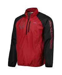 Men's G-iii Sports by Carl Banks Cardinal, Black Arkansas Razorbacks Point Guard Raglan Half-Zip Jacket