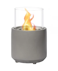 Tabletop Fireplace, Mini Concrete Ethanol Fire Bowl Lid Light Grey