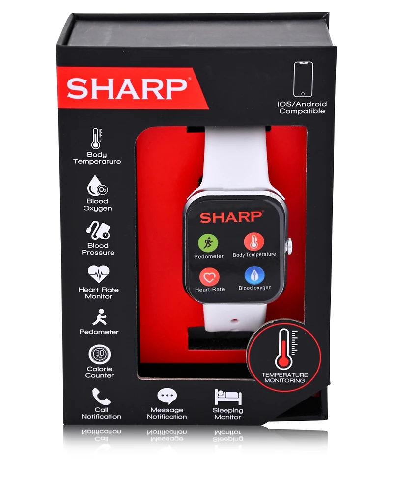 Sharp Unisex White Silicone Smart Watch 38mm