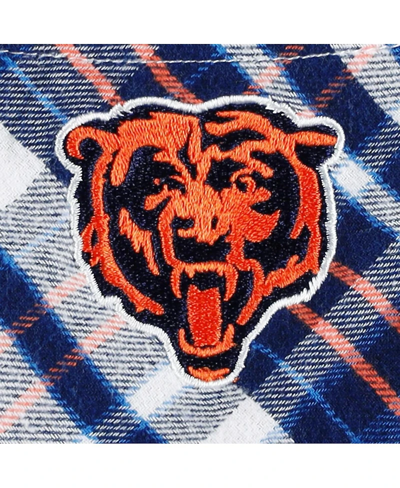 Women's Concepts Sport Navy, Orange Chicago Bears Mainstay Flannel Full-Button Long Sleeve Nightshirt