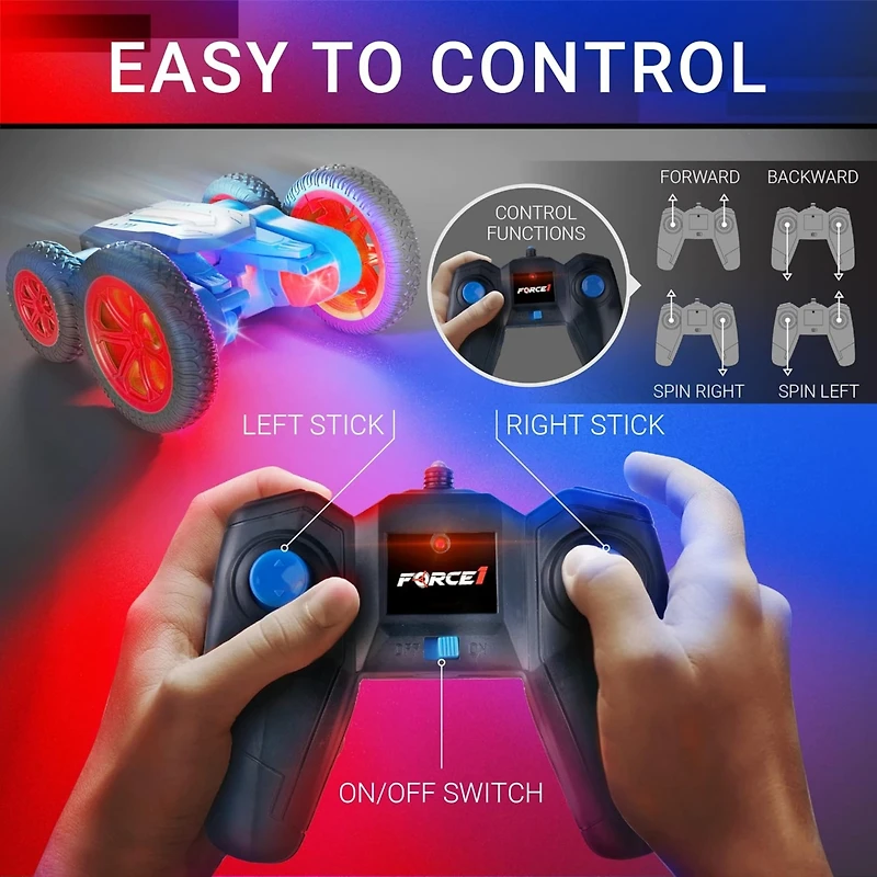 Force1 Tornado Red Led Remote Control Car for Kids