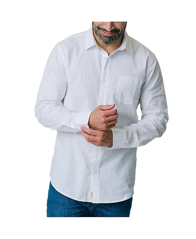 Hope & Henry Mens' Linen Long Sleeve Button Down Shirt