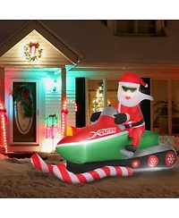 Homcom 7ft Long Santa Snowmobile Outdoor Christmas Inflatable Lawn Blow Up