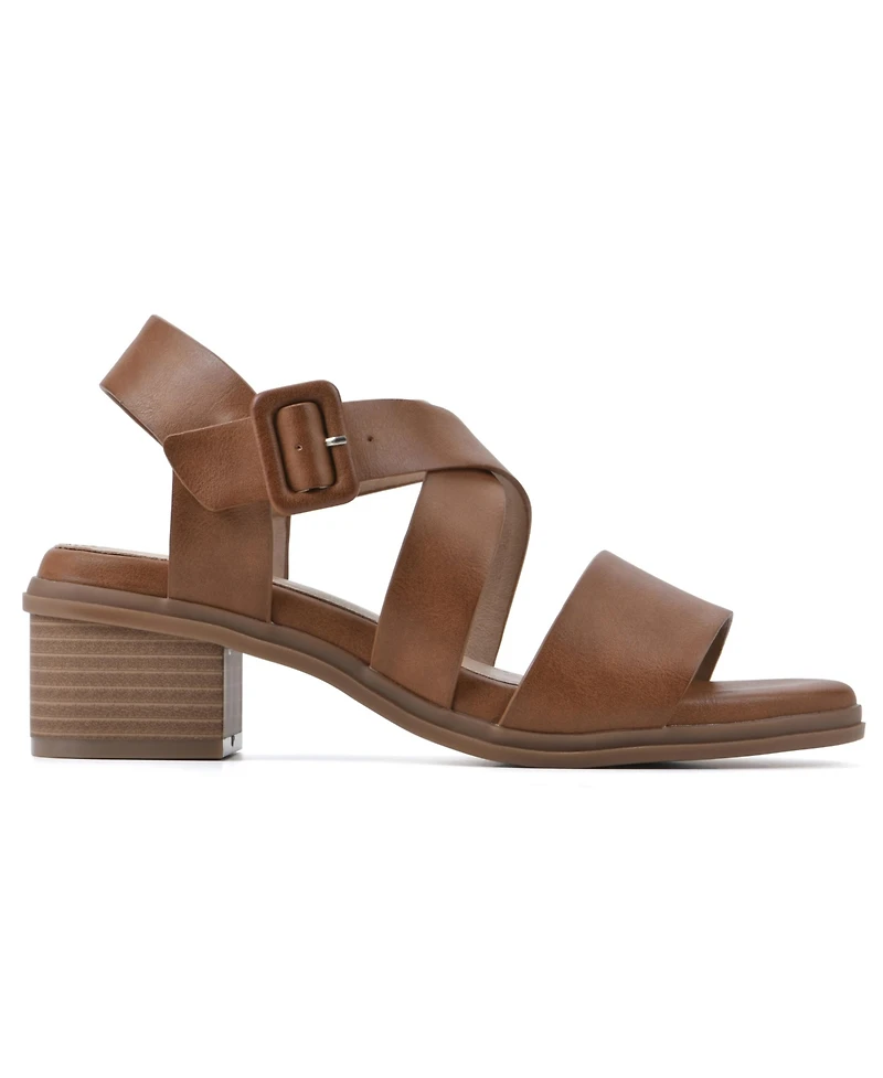 Cliffs by White Mountain Women's Cordovan Stacked Heel Strappy Dress Sandals
