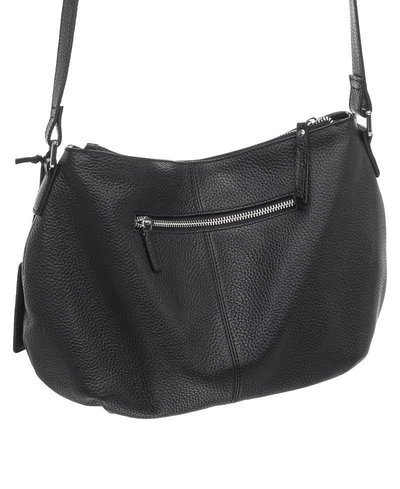 Mancini Women's Pebbled Scarlet Crossbody Hobo Bag