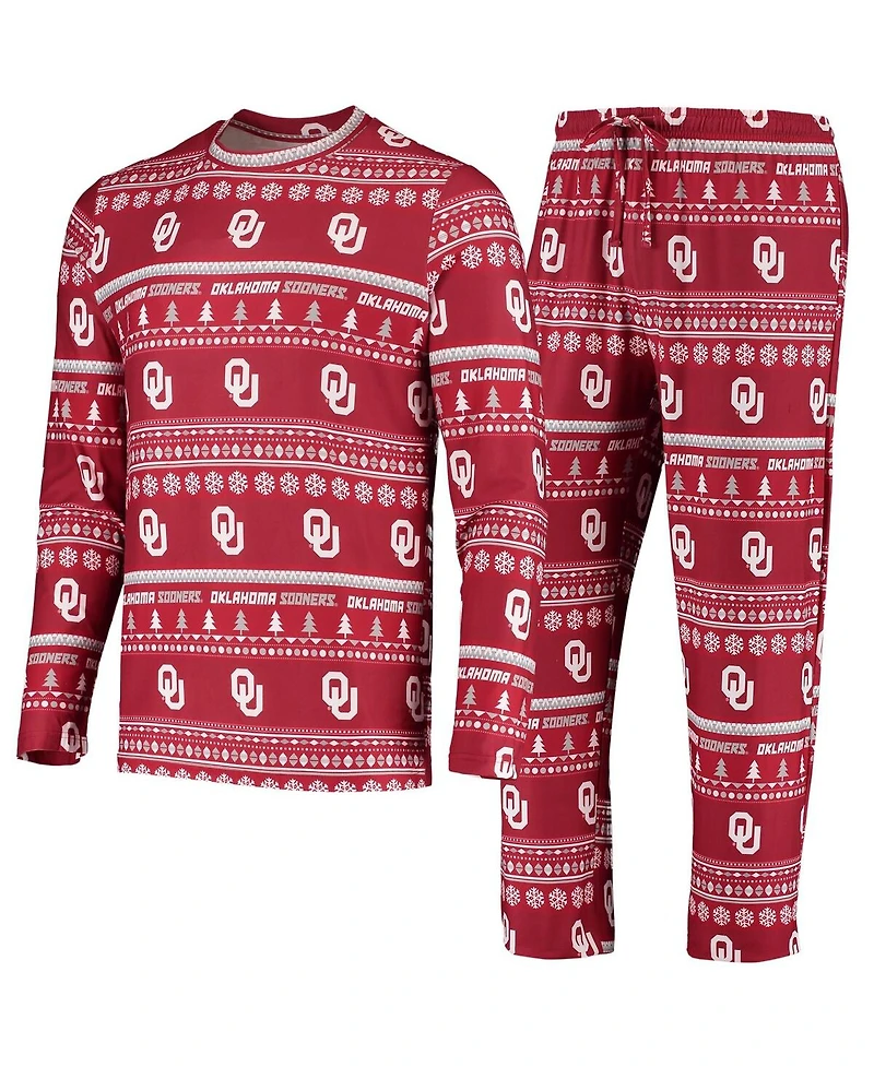 Men's Concepts Sport Crimson Oklahoma Sooners Ugly Sweater Knit Long Sleeve Top and Pant Set