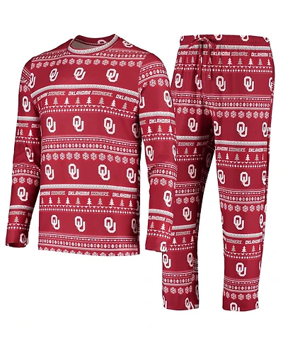 Men's Concepts Sport Crimson Oklahoma Sooners Ugly Sweater Knit Long Sleeve Top and Pant Set