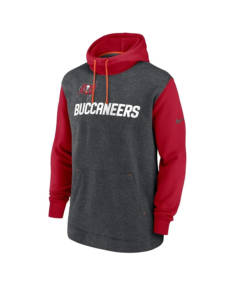 Men's Nike Heathered Charcoal, Red Tampa Bay Buccaneers Surrey Legacy Pullover Hoodie