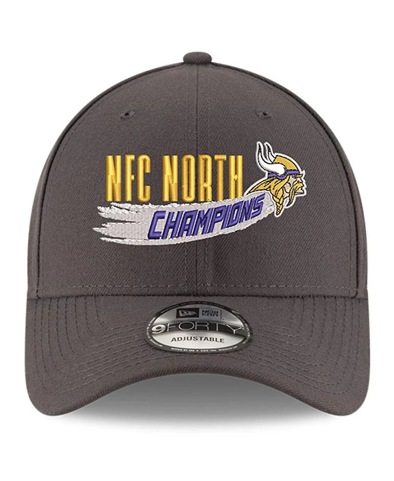 Men's New Era Graphite Minnesota Vikings 2022 Nfc North Division Champions 9FORTY Adjustable Hat