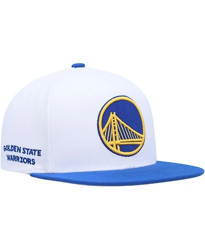 Men's Mitchell & Ness White, Royal Golden State Warriors Side Core 2.0 Snapback Hat
