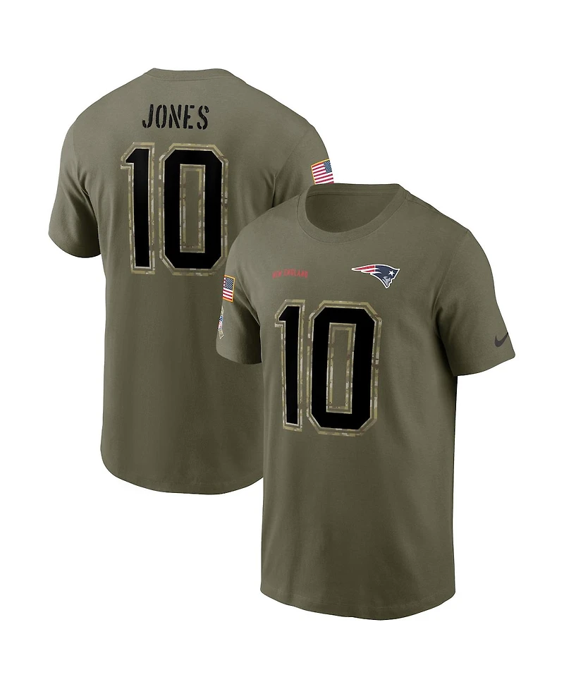 Men's Nike Mac Jones Olive New England Patriots 2022 Salute to Service Name and Number T-shirt