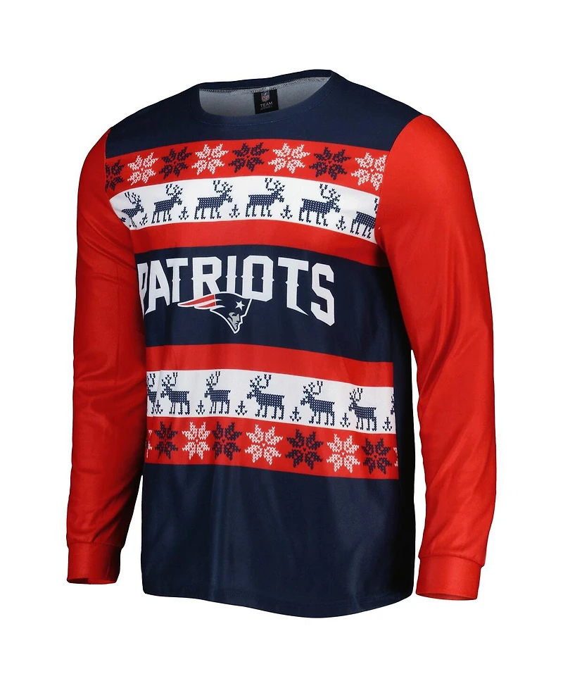 Men's Foco Navy New England Patriots Team Ugly Pajama Set