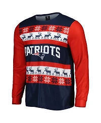 Men's Foco Navy New England Patriots Team Ugly Pajama Set