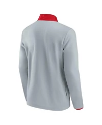 Men's Fanatics Gray, Red Detroit Red Wings Omni Polar Fleece Quarter-Snap Jacket