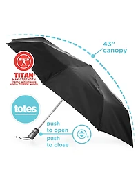 Totes Titan Auto Open Close Umbrella with NeverWet