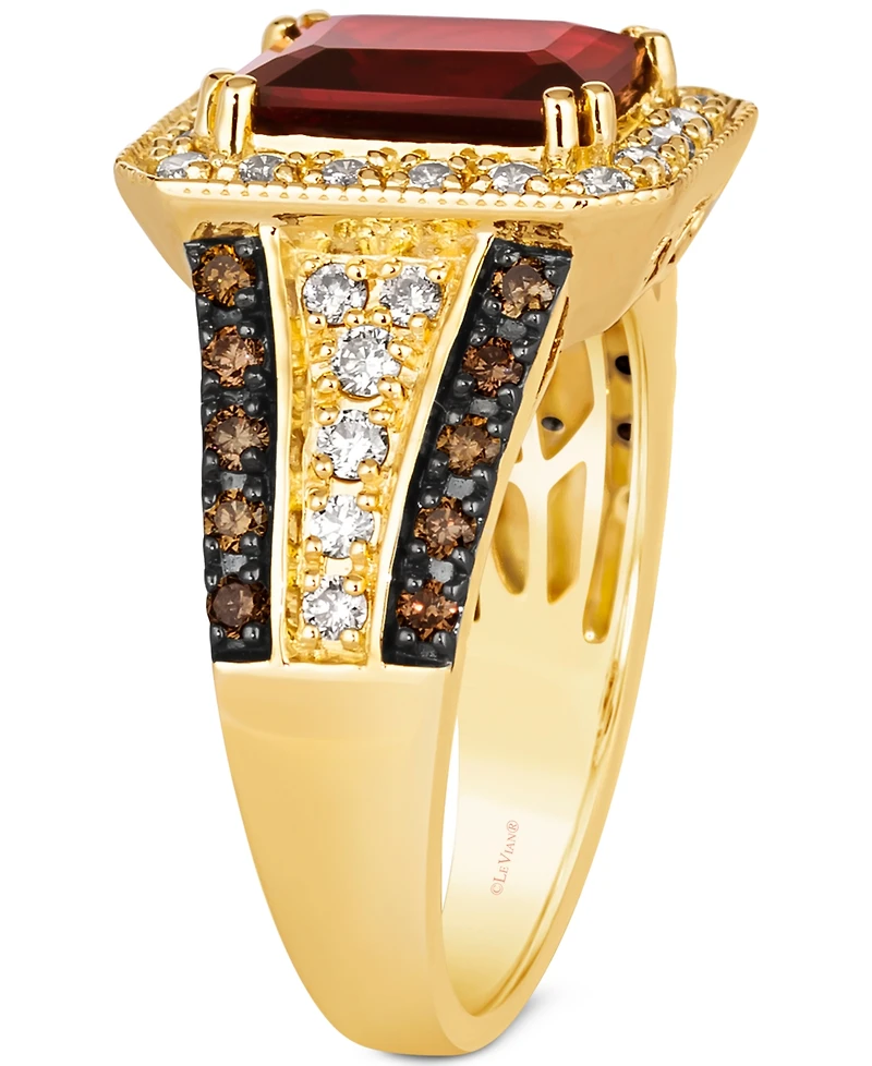 Le Vian Pomegranate Garnet (2-1/2 ct. t.w.) & Diamond (3/4 ct. t.w.) Halo Multirow Ring in 14k Gold