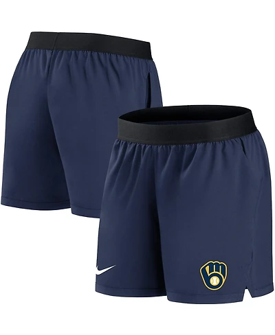 Women's Nike Navy Milwaukee Brewers Authentic Collection Flex Vent Max Performance Shorts