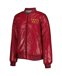 Women's G-iii 4Her by Carl Banks Oatmeal, Burgundy Washington Commanders Switchback Reversible Full-Zip Jacket