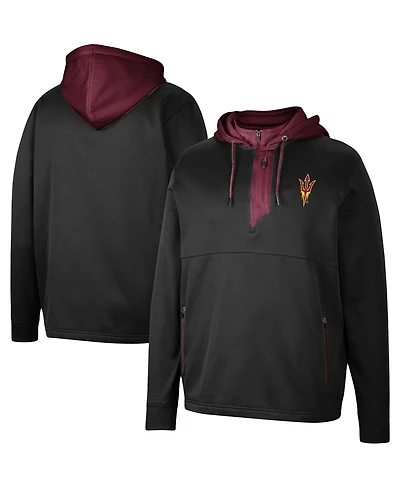 Men's Colosseum Black Arizona State Sun Devils Luge 3.0 Quarter-Zip Hoodie
