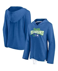 Women's Fanatics Heathered Royal Seattle Seahawks First Team Flowy Pullover Hoodie