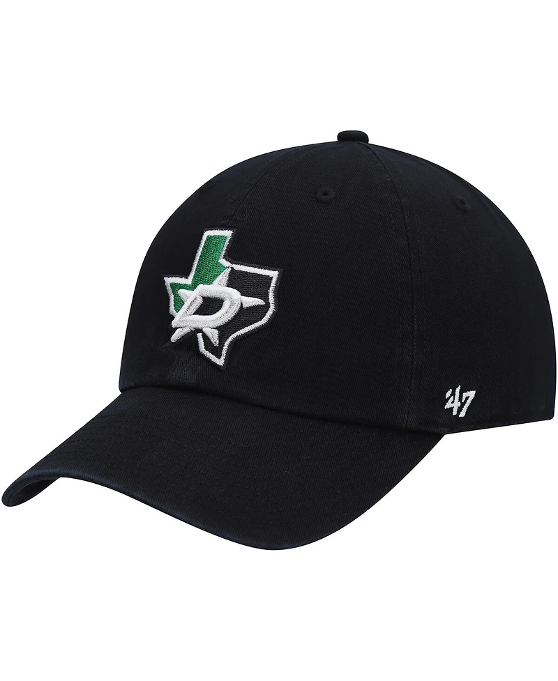 Men's '47 Brand Black Dallas Stars Clean Up Adjustable Hat