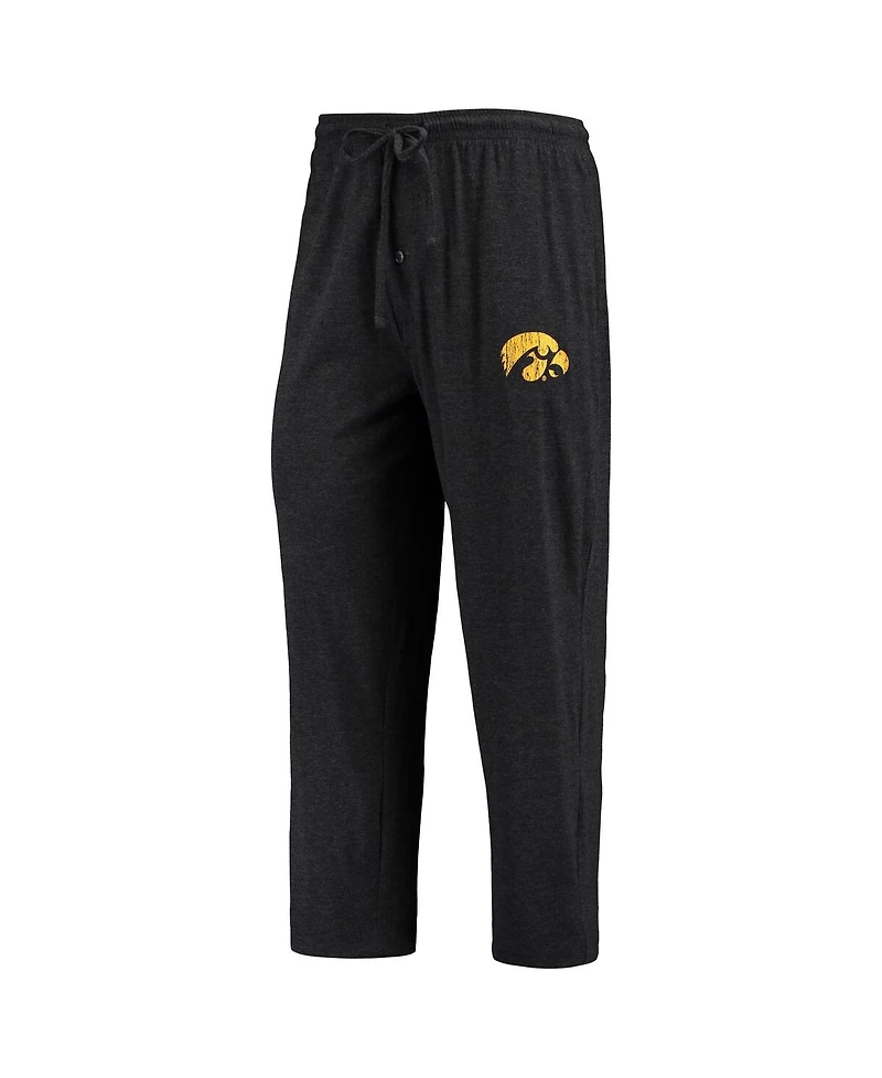 Men's Concepts Sport Black and Heathered Charcoal Iowa Hawkeyes Meter Long Sleeve T-shirt and Pants Sleep Set