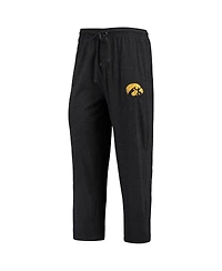 Men's Concepts Sport Black and Heathered Charcoal Iowa Hawkeyes Meter Long Sleeve T-shirt and Pants Sleep Set