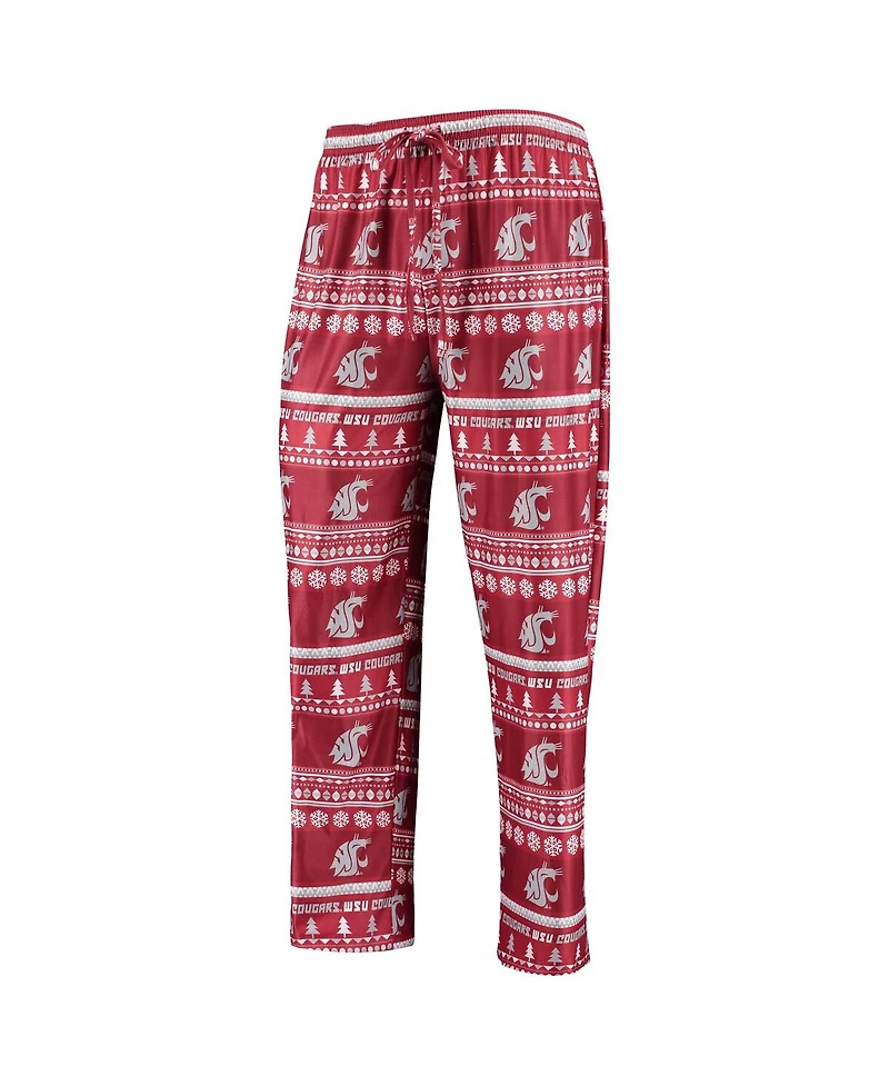 Men's Concepts Sport Crimson Washington State Cougars Ugly Sweater Long Sleeve T-shirt and Pants Sleep Set