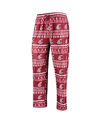 Men's Concepts Sport Crimson Washington State Cougars Ugly Sweater Long Sleeve T-shirt and Pants Sleep Set