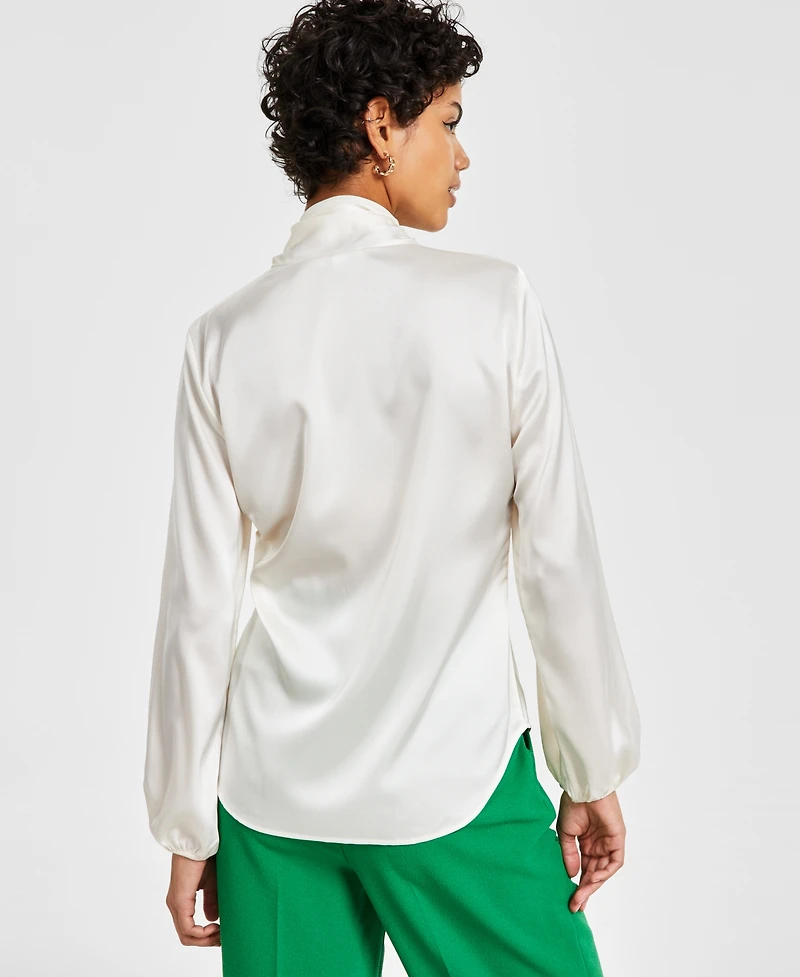 Bar Iii Women's Bow-Tie Long-Sleeve Blouse, Created for Macy's