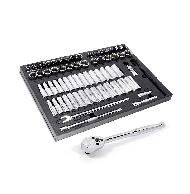 Powerbuilt 69 Piece Pro Tech 1/2 Inch Drive Sae and Metric Socket Set