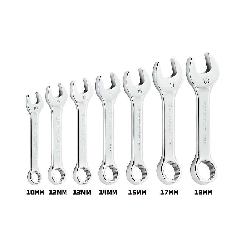 Powerbuilt 7 Piece Metric Stubby Combination Wrench Set