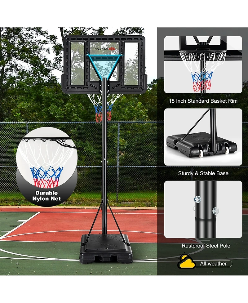 Portable Basketball Hoop Stand Adjustable Height Shatterproof