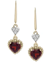 Garnet (1 ct. t.w.) & Diamond Accent Double Heart Leverback Drop Earrings in 14k Gold-Plated Sterling Silver