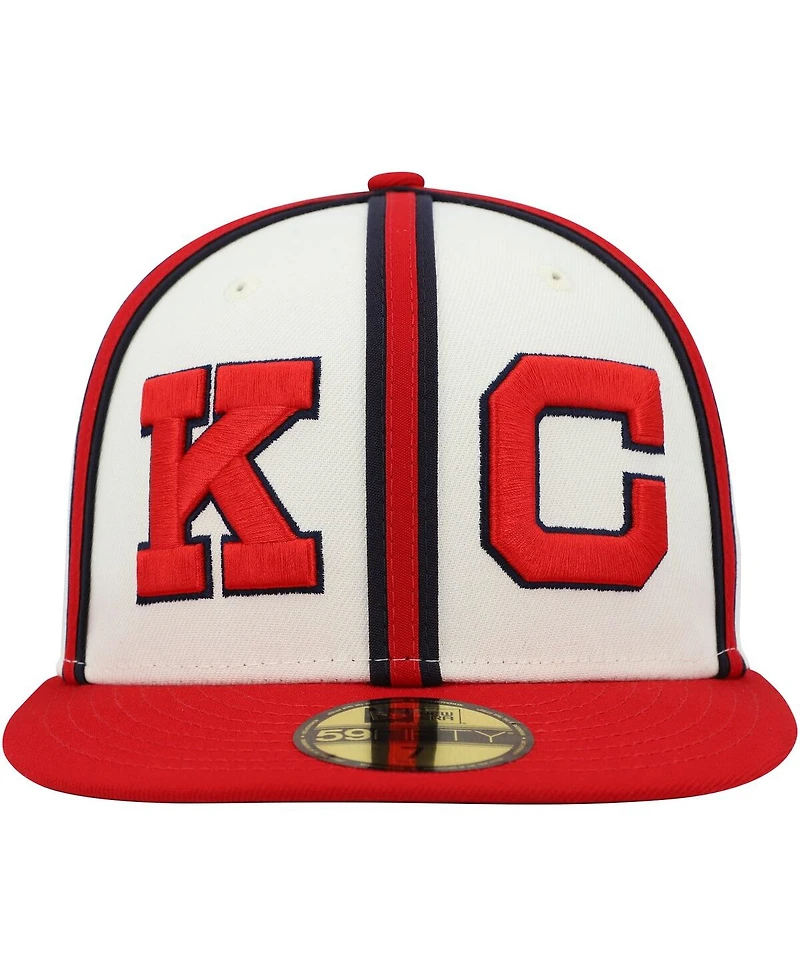 Men's New Era Cream, Red Kansas City Monarchs Cooperstown Collection Turn Back The Clock 59FIFTY Fitted Hat