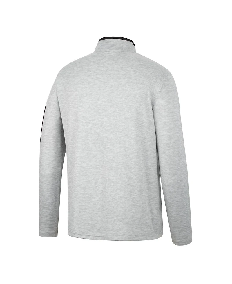Men's Colosseum Heathered Gray, Black Iowa Hawkeyes Country Club Windshirt Quarter-Zip Jacket