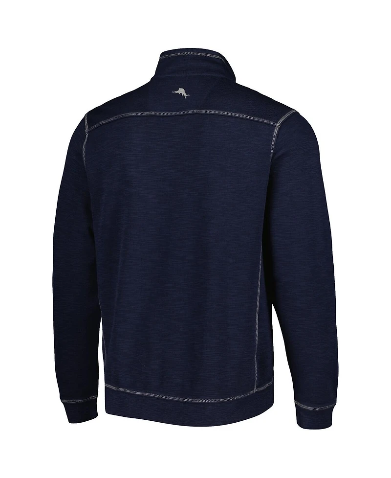 Men's Tommy Bahama Blue Atlanta Braves Tobago Bay Tri-Blend Quarter-Zip Sweatshirt
