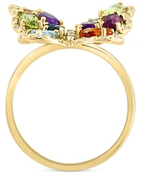 Lali Jewels Multi-Gemstone (1-3/4 ct. t.w.) & Diamond (1/8 ct. t.w.) Butterfly Ring in 14k Gold