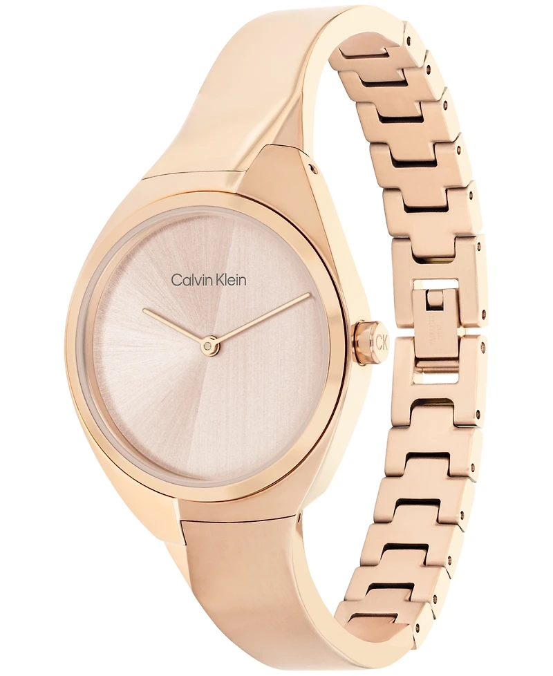 Calvin Klein Women's 2-Hand Carnation Gold-Tone Stainless Steel Bangle Bracelet Watch 30mm