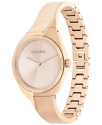 Calvin Klein Women's 2-Hand Carnation Gold-Tone Stainless Steel Bangle Bracelet Watch 30mm