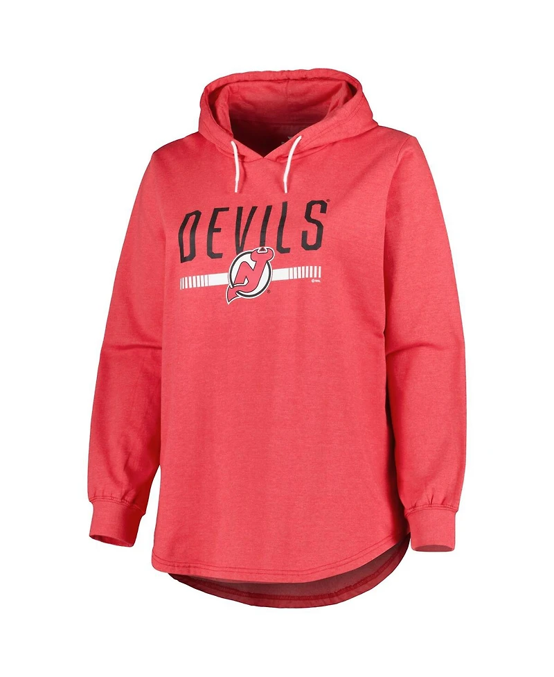 Women's Heather Red New Jersey Devils Plus Fleece Pullover Hoodie