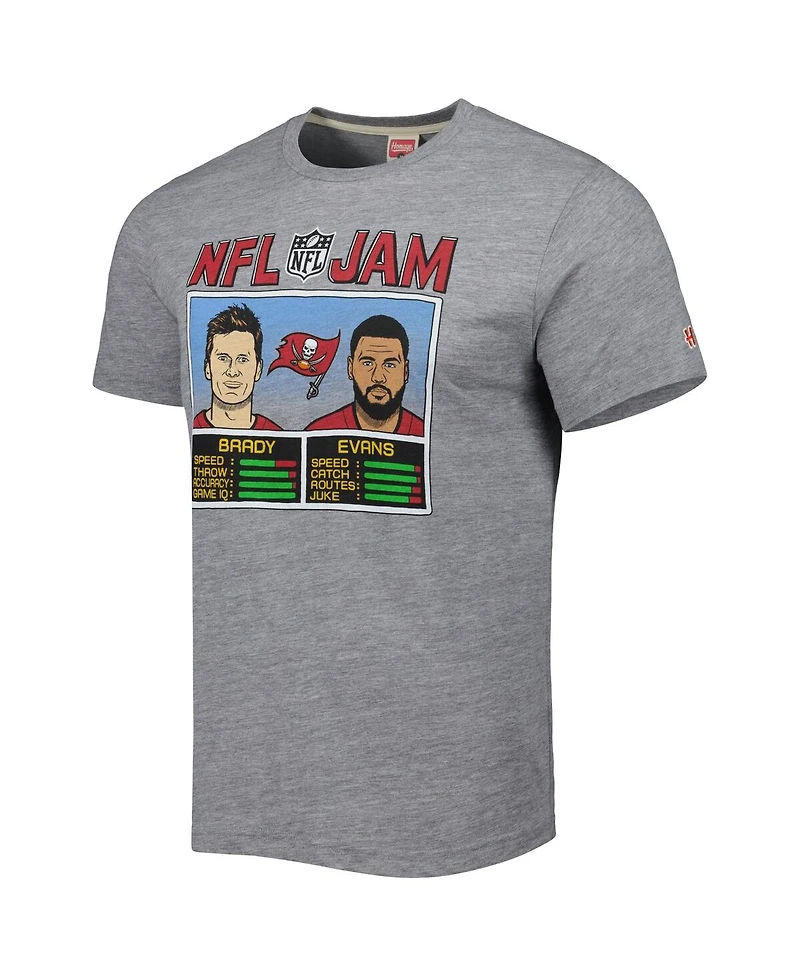 Men's Homage Tom Brady and Mike Evans Heather Gray Tampa Bay Buccaneers Nfl Jam Tri-Blend T-shirt