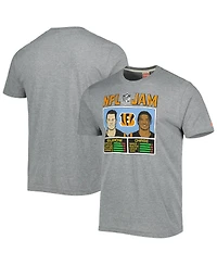 Men's Homage Ja'Marr Chase and Joe Burrow Heathered Gray Cincinnati Bengals Nfl Jam Tri-Blend T-shirt