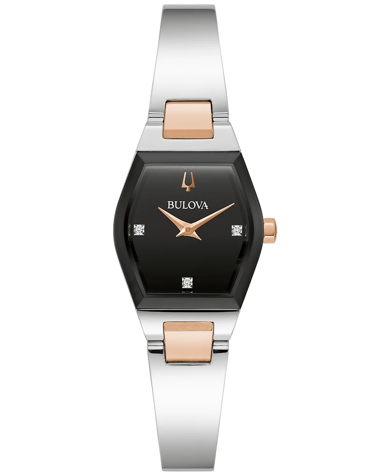 Bulova Women's Modern Gemini Diamond Accent Stainless Steel Bangle Bracelet Watch 23mm