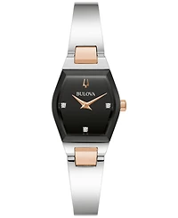 Bulova Women's Modern Gemini Diamond Accent Stainless Steel Bangle Bracelet Watch 23mm