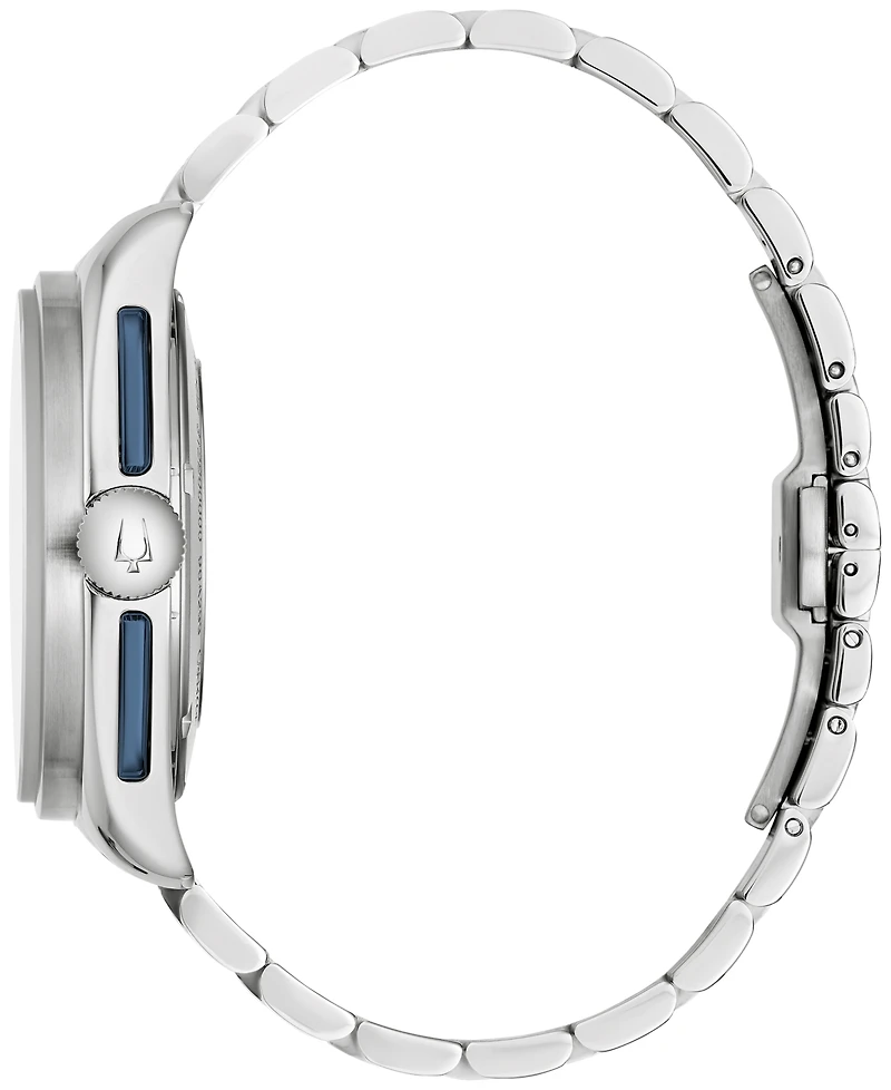 Bulova Men's Chronograph Archive Lunar Pilot Stainless Steel Bracelet Watch Box Set 44mm