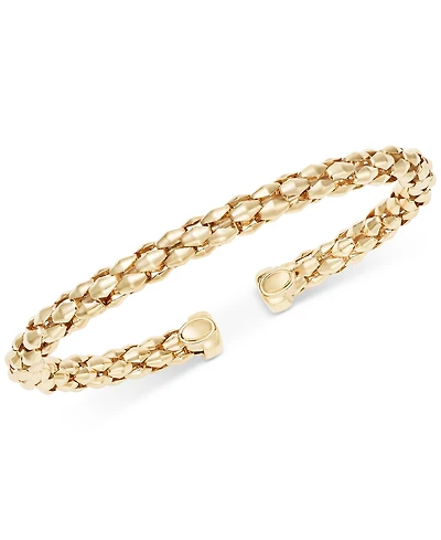 Pyramid Link Polished End Cuff Bracelet